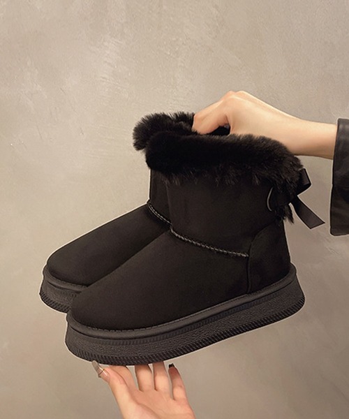 shoes365（シューズスリーシックスファイヴ）の「バックリボン　ムートンブーツ (AW)（ブーツ・レディース・ブラック/ホワイト/ブラウン・23.0cm/23.5cm/24.5cm/25.0cm/25.5cm）」の10枚目の写真