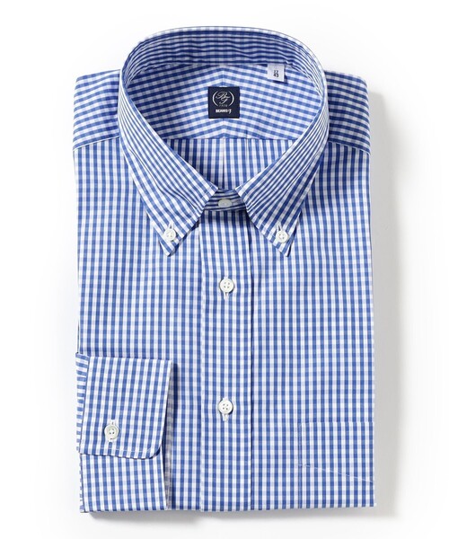 BEAMS F(ビームスエフ)の「コットン ギンガムチェック ボタンダウン シャツ(シャツ/ブラウス・メンズ・ブルー・38/37/41/40/39)」の1枚目の写真