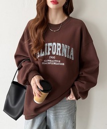 ロゴ刺繍オーバーサイズスウェット ビッグシルエット スウェット ボリューム袖 ロゴスウェット トレーナー オーバーサイズ スウェットトレーナー 長袖 秋服 冬服