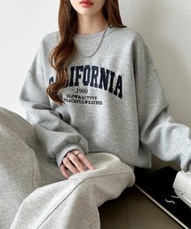 ロゴ刺繍オーバーサイズスウェット ビッグシルエット スウェット ボリューム袖 ロゴスウェット トレーナー オーバーサイズ スウェットトレーナー 長袖 秋服 冬服