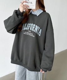 ロゴ刺繍オーバーサイズスウェット ビッグシルエット スウェット ボリューム袖 ロゴスウェット トレーナー オーバーサイズ スウェットトレーナー 長袖 秋服 冬服