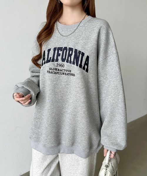 COCOMOMO(ココモモ)の「ロゴ刺繍オーバーサイズスウェット ビッグシルエット スウェット ボリューム袖 ロゴスウェット トレーナー オーバーサイズ スウェットトレーナー 長袖 秋服 冬服(スウェット・レディース・ダークグレー/ライトグレー/ブラウン・FREE)」の16枚目の写真