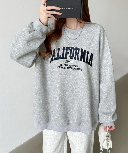 COCOMOMO(ココモモ)の「ロゴ刺繍オーバーサイズスウェット ビッグシルエット スウェット ボリューム袖 ロゴスウェット トレーナー オーバーサイズ スウェットトレーナー 長袖 秋服 冬服(スウェット・レディース・ダークグレー/ライトグレー/ブラウン・FREE)」の15枚目の写真