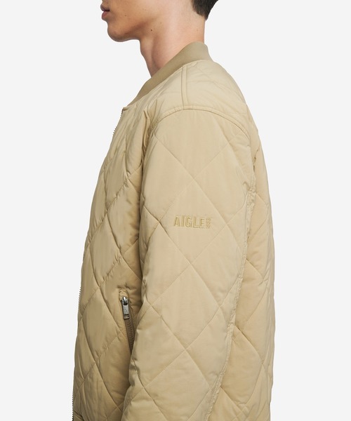 AIGLE（エーグル）の「撥水 REPREVE中綿 リバーシブル キルティングブルゾン（ダウンジャケット/コート・メンズ・ベージュ/モスグリーン/ダークネイビー/ブラック・M/L/S）」の17枚目の写真