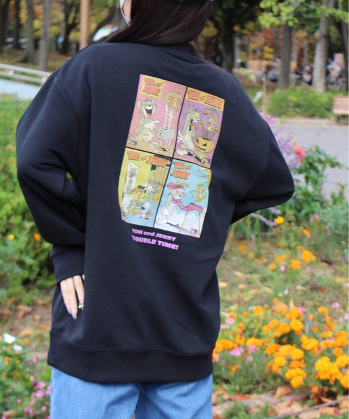 セール】【TOM&JERRY/トムとジェリー】裏起毛プリントクルーネック