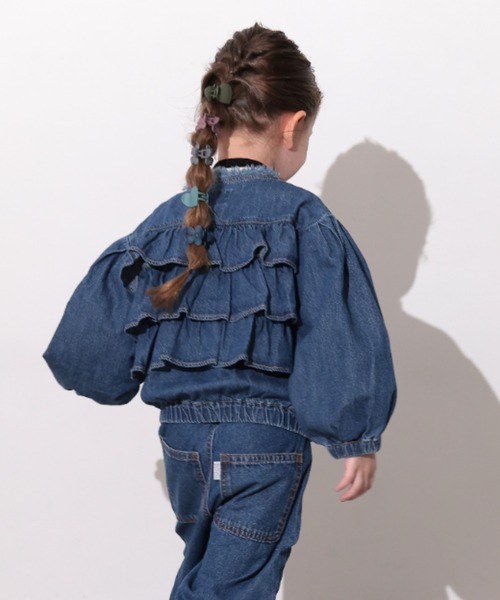 Ocean&Ground(オーシャン&グラウンド)の「ノ-カラーフリルデニムJKT(デニムジャケット・キッズ・ケミカルウォッシュ/ダークインディゴブルー・90/100/110/120/130/140)」の20枚目の写真