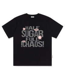 ハーフシュガーフルカオスプリントオーバーサイズ半袖Tシャツブラック