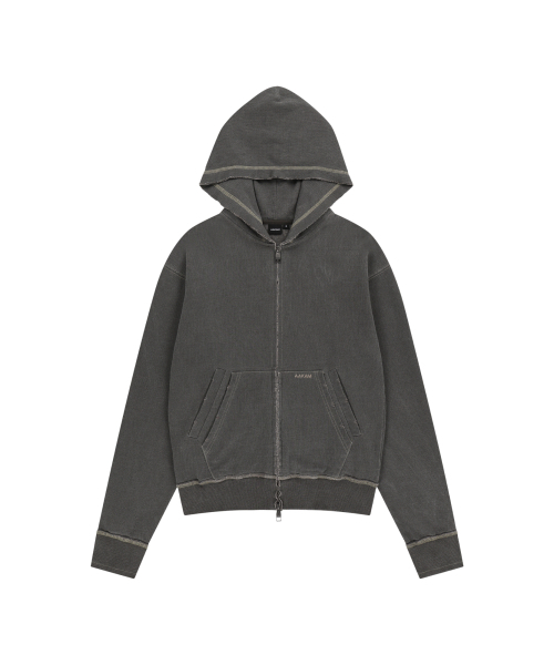 AAKAM(アーカム)の「Vintage Damaged Zip-Up Hoodie (Dark Gray)(パーカー・レディース・その他・1/2)」の1枚目の写真