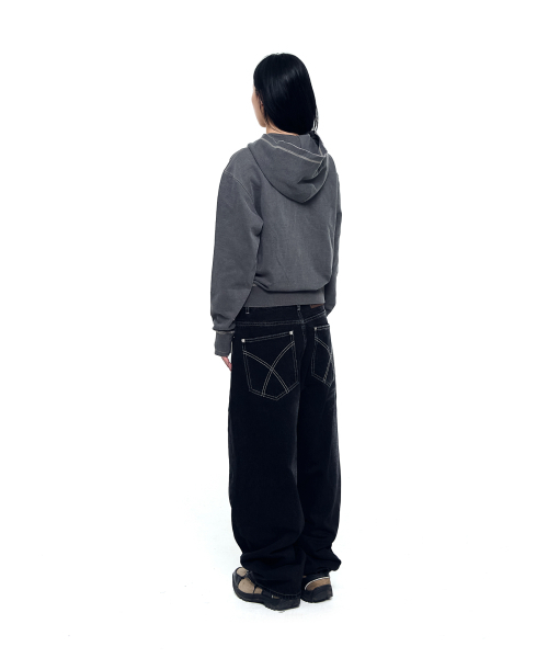 AAKAM(アーカム)の「Vintage Damaged Zip-Up Hoodie (Dark Gray)(パーカー・レディース・その他・1/2)」の5枚目の写真