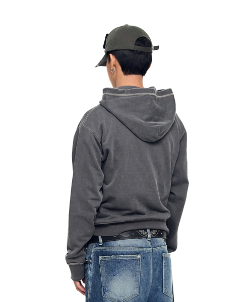 AAKAM(アーカム)の「Vintage Damaged Zip-Up Hoodie (Dark Gray)(パーカー・レディース・その他・1/2)」の7枚目の写真