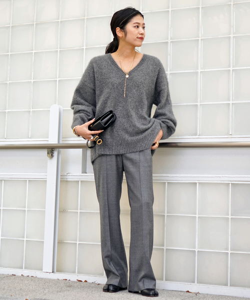 AP STUDIO(エーピーストゥディオ)の「サキソニーウールパンツ(スラックス・レディース・ブラック/チャコールグレー・34/36/38/40)」の12枚目の写真