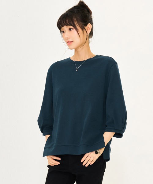 CHASECULT(チェイスカルト)の「レディースボリューム7部袖スウェットTシャツ-グリーン(Tシャツ/カットソー・レディース・ダークグリーン・90/85)」の2枚目の写真
