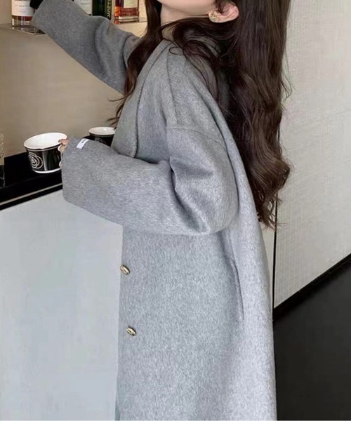 LUCPY(ラクピー)の「ウールタッチダブルボタンロングコート(その他アウター・レディース・ライトグレー/ダークグレー・SMALL/MEDIUM/LARGE)」の3枚目の写真