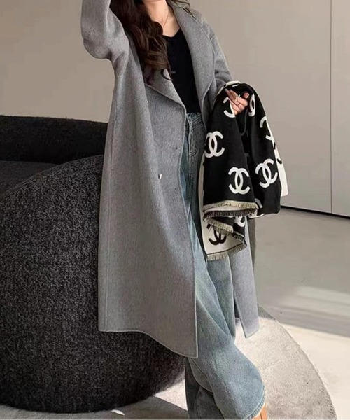 LUCPY(ラクピー)の「ウールタッチダブルボタンロングコート(その他アウター・レディース・ライトグレー/ダークグレー・SMALL/MEDIUM/LARGE)」の4枚目の写真