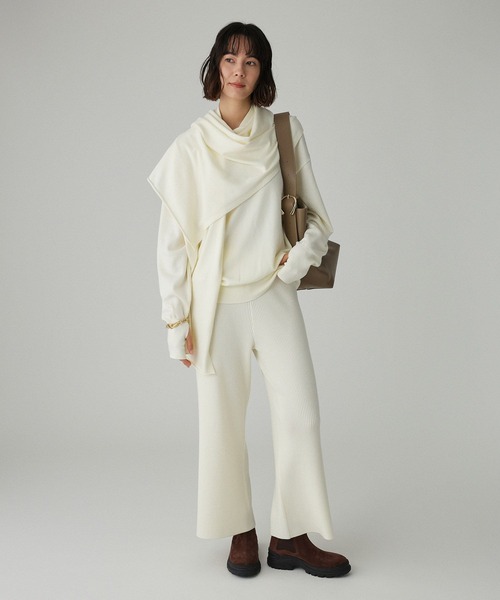 BABYLONE(バビロン)の「リブニットパンツ(その他パンツ・レディース・オフホワイト/チャコールグレー・フリー)」の3枚目の写真