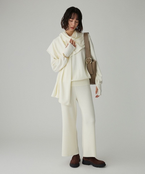 BABYLONE(バビロン)の「リブニットパンツ(その他パンツ・レディース・オフホワイト/チャコールグレー・フリー)」の8枚目の写真