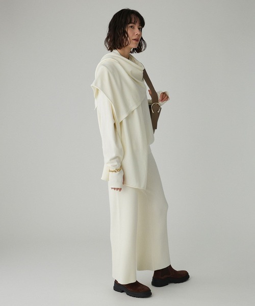 BABYLONE(バビロン)の「リブニットパンツ(その他パンツ・レディース・オフホワイト/チャコールグレー・フリー)」の4枚目の写真