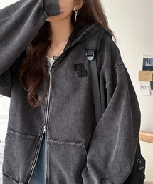 Java（ジャバ）の「《JaVa ジャバコラボ》大人の抜け感◎ニュアンス色が映える。アシッドウォッシュロゴZIPパーカー（パーカー）」