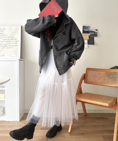 Java(ジャバ)の「《JaVa ジャバコラボ》大人の抜け感◎ニュアンス色が映える。アシッドウォッシュロゴZIPパーカー(パーカー・レディース・チャコール/ブラウン・LARGE/MEDIUM/SMALL/X-LARGE)」の7枚目の写真