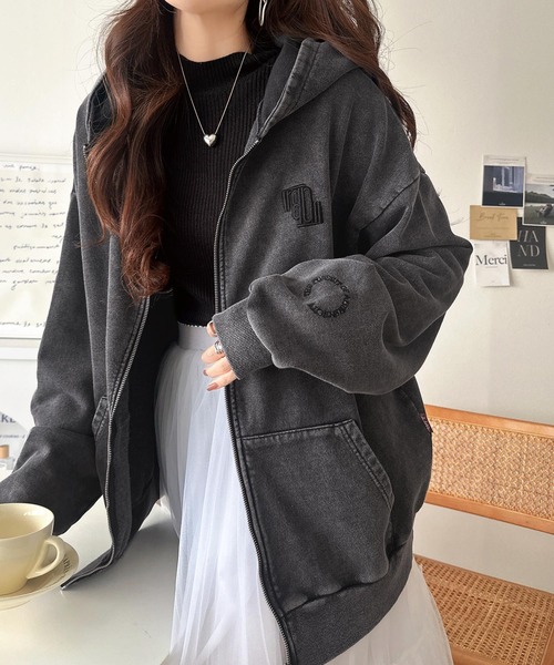 Java(ジャバ)の「《JaVa ジャバコラボ》大人の抜け感◎ニュアンス色が映える。アシッドウォッシュロゴZIPパーカー(パーカー・レディース・チャコール/ブラウン・LARGE/MEDIUM/SMALL/X-LARGE)」の12枚目の写真