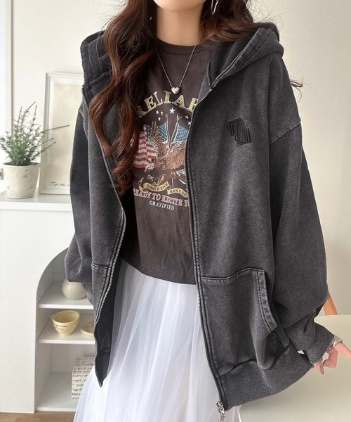 Java(ジャバ)の「《JaVa ジャバコラボ》大人の抜け感◎ニュアンス色が映える。アシッドウォッシュロゴZIPパーカー(パーカー・レディース・チャコール/ブラウン・LARGE/MEDIUM/SMALL/X-LARGE)」の13枚目の写真