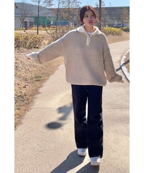 NODU（ノードユー）の「フライ ハーフジップニット [ベージュ]（ニット/セーター・レディース・その他・MEDIUM/LARGE）」の7枚目の写真