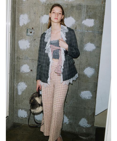 LILY BROWN(リリーブラウン)の「ツイードニットワイドパンツ(その他パンツ・レディース・アイボリー/マルチ/ピンク・F)」の6枚目の写真