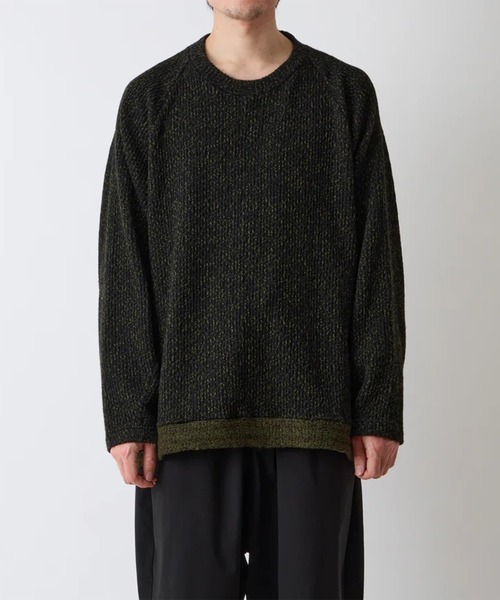 WHITE MOUNTAINEERING（ホワイトマウンテニアリング）の「【White Mountaineering/ホワイトマウンテニアリング】MELANGE WIDE RAGLAN PULLOVER（ニット/セーター・メンズ・ブラック/グレー・3/2）」の3枚目の写真
