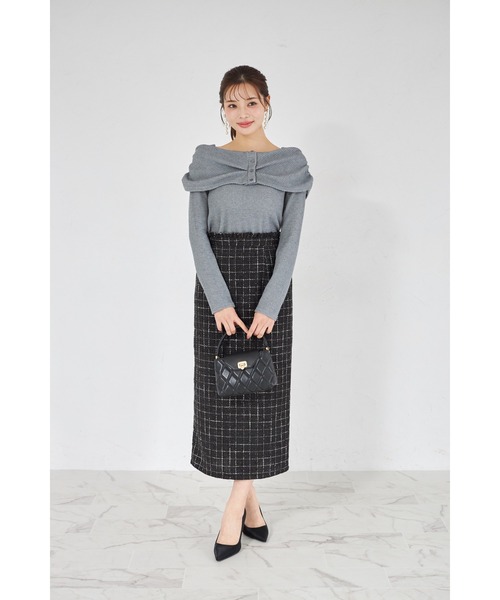 tocco closet(トッコ クローゼット)の「【ZOZO限定】リボンライクオフショルニットトップス(ニット/セーター・レディース・グレー/ピンクベージュ/モカ/ネイビー・M)」の5枚目の写真