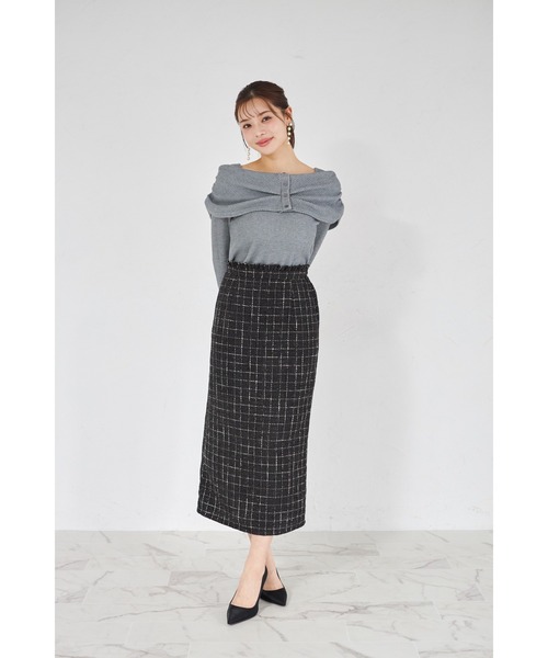 tocco closet(トッコ クローゼット)の「【ZOZO限定】リボンライクオフショルニットトップス(ニット/セーター・レディース・グレー/ピンクベージュ/モカ/ネイビー・M)」の6枚目の写真