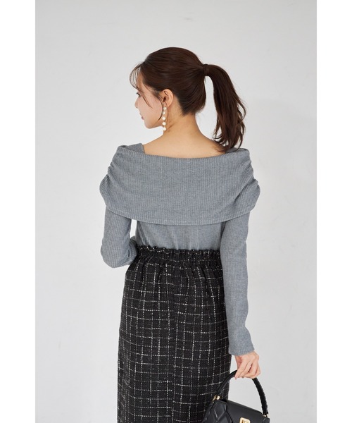 tocco closet(トッコ クローゼット)の「【ZOZO限定】リボンライクオフショルニットトップス(ニット/セーター・レディース・グレー/ピンクベージュ/モカ/ネイビー・M)」の11枚目の写真