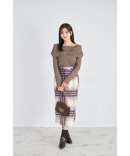tocco closet(トッコ クローゼット)の「【ZOZO限定】リボンライクオフショルニットトップス(ニット/セーター・レディース・グレー/ピンクベージュ/モカ/ネイビー・M)」の12枚目の写真