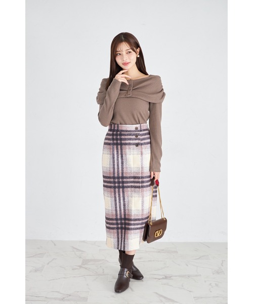 tocco closet(トッコ クローゼット)の「【ZOZO限定】リボンライクオフショルニットトップス(ニット/セーター・レディース・グレー/ピンクベージュ/モカ/ネイビー・M)」の13枚目の写真