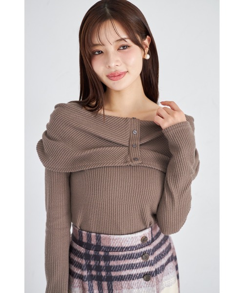 tocco closet(トッコ クローゼット)の「【ZOZO限定】リボンライクオフショルニットトップス(ニット/セーター・レディース・グレー/ピンクベージュ/モカ/ネイビー・M)」の16枚目の写真