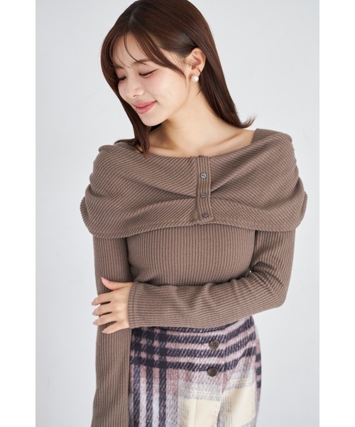tocco closet(トッコ クローゼット)の「【ZOZO限定】リボンライクオフショルニットトップス(ニット/セーター・レディース・グレー/ピンクベージュ/モカ/ネイビー・M)」の17枚目の写真