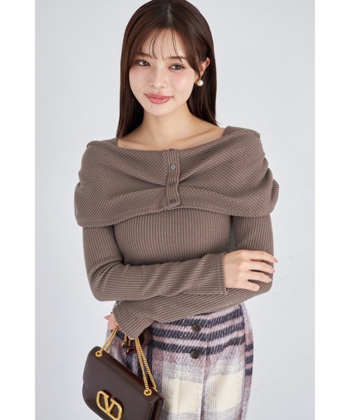 tocco closet(トッコ クローゼット)の「【ZOZO限定】リボンライクオフショルニットトップス(ニット/セーター・レディース・グレー/ピンクベージュ/モカ/ネイビー・M)」の18枚目の写真