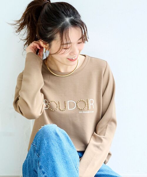le.coeur blanc(ルクールブラン)の「【吸湿発熱】スタッズロゴカットソー(Tシャツ/カットソー・レディース・オフホワイト/グレー/キャメル・38)」の22枚目の写真
