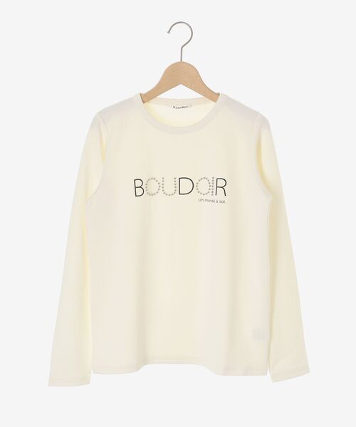 le.coeur blanc(ルクールブラン)の「【吸湿発熱】スタッズロゴカットソー(Tシャツ/カットソー・レディース・オフホワイト/グレー/キャメル・38)」の5枚目の写真