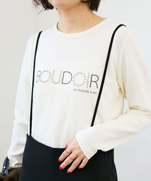 le.coeur blanc(ルクールブラン)の「【吸湿発熱】スタッズロゴカットソー(Tシャツ/カットソー・レディース・オフホワイト/グレー/キャメル・38)」の7枚目の写真