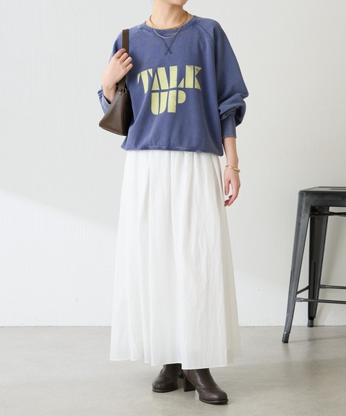 COLLAGE GALLARDAGALANTE（コラージュガリャルダガランテ）の「TALK UPロゴスウェット（スウェット・レディース・ピンク/ネイビー・FREE）」の3枚目の写真