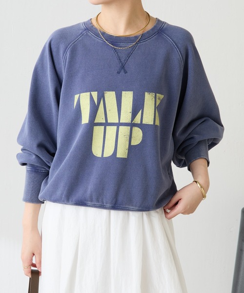 COLLAGE GALLARDAGALANTE（コラージュガリャルダガランテ）の「TALK UPロゴスウェット（スウェット・レディース・ピンク/ネイビー・FREE）」の4枚目の写真