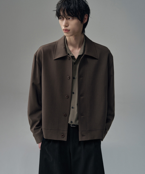 DRAW FIT（ドローフィット）の「ダブウールミニマルラインジャケット[DARK BROWN]（ブルゾン・メンズ・その他・MEDIUM/X-LARGE/LARGE）」の2枚目の写真