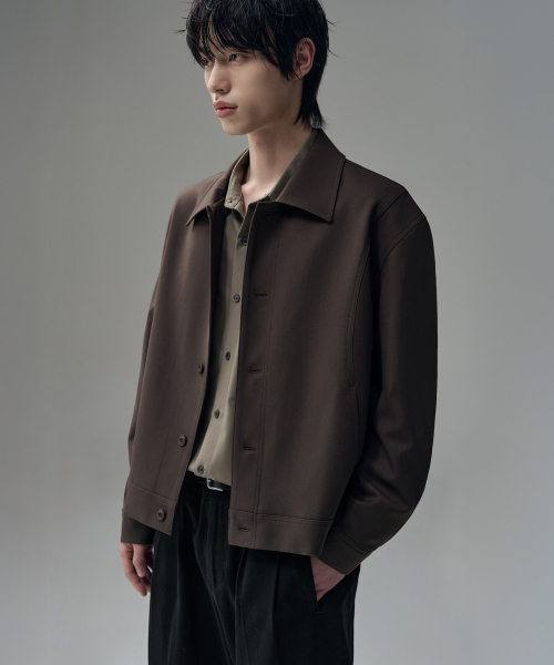 DRAW FIT（ドローフィット）の「ダブウールミニマルラインジャケット[DARK BROWN]（ブルゾン・メンズ・その他・MEDIUM/X-LARGE/LARGE）」の3枚目の写真