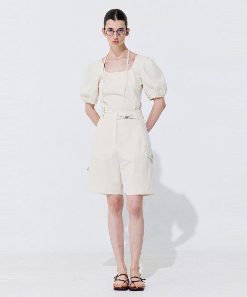 WNDERKAMMER(ブンダーカンマー)の「ベルト付きコットンバミューダパンツ_クリーム(その他パンツ・レディース・その他・MEDIUM/SMALL/X-SMALL)」の2枚目の写真