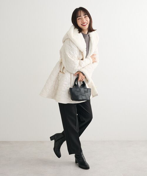 Green　Parks（グリーンパークス）の「・swing by ハートキルトフレアコート（その他アウター・レディース・アイボリー/チャコールグレー・FREE）」の5枚目の写真