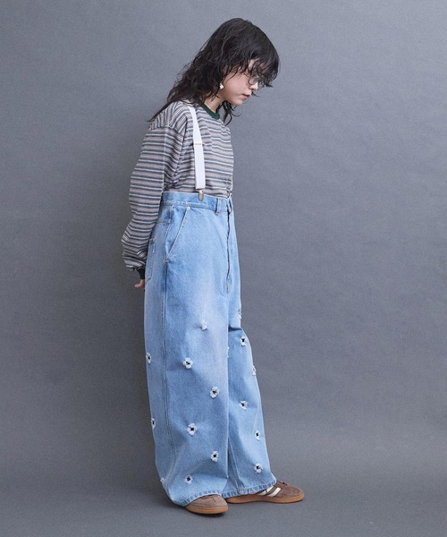 I am I in fact...(アイアムアイインファクト)の「HOLE SUSPENDER PAPA デニム(デニムパンツ・レディース・サックスブルー/ブラック・FREE)」の6枚目の写真