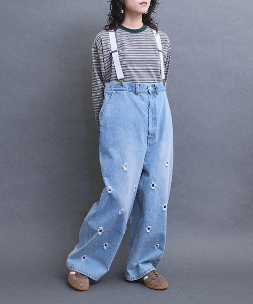 I am I in fact...(アイアムアイインファクト)の「HOLE SUSPENDER PAPA デニム(デニムパンツ・レディース・サックスブルー/ブラック・FREE)」の14枚目の写真