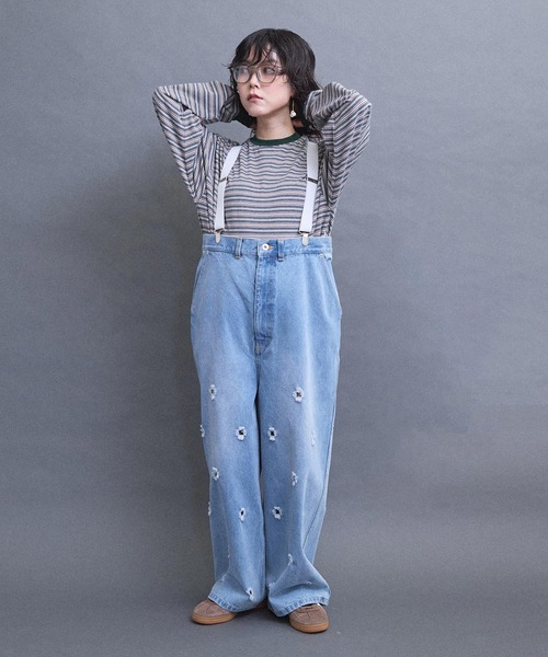 I am I in fact...(アイアムアイインファクト)の「HOLE SUSPENDER PAPA デニム(デニムパンツ・レディース・サックスブルー/ブラック・FREE)」の9枚目の写真