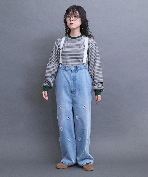I am I in fact...(アイアムアイインファクト)の「HOLE SUSPENDER PAPA デニム(デニムパンツ・レディース・サックスブルー/ブラック・FREE)」の10枚目の写真