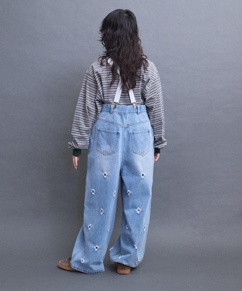 I am I in fact...(アイアムアイインファクト)の「HOLE SUSPENDER PAPA デニム(デニムパンツ・レディース・サックスブルー/ブラック・FREE)」の7枚目の写真